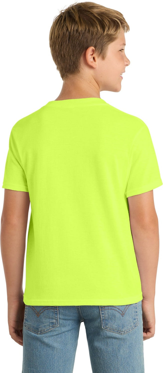Safety Green Port & Co Youth Core Blend Tee. PC55Y