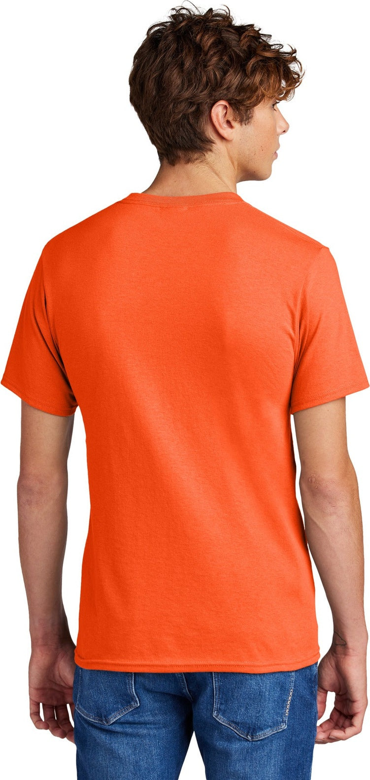 Safety Orange Port & Co Core Blend Tee. PC55