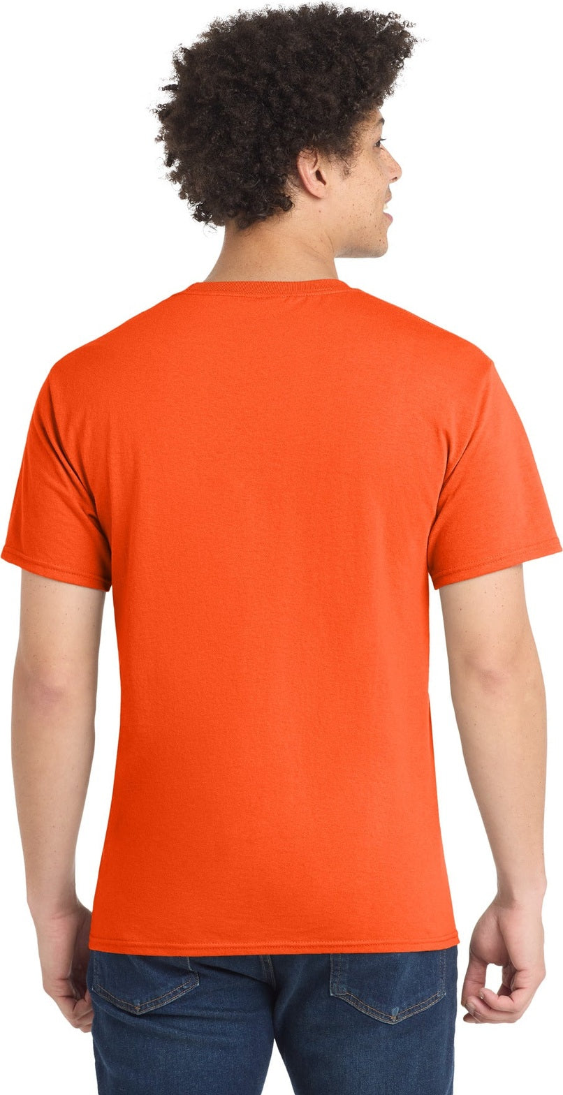 Safety Orange Port & Co Core Blend Tee. PC55