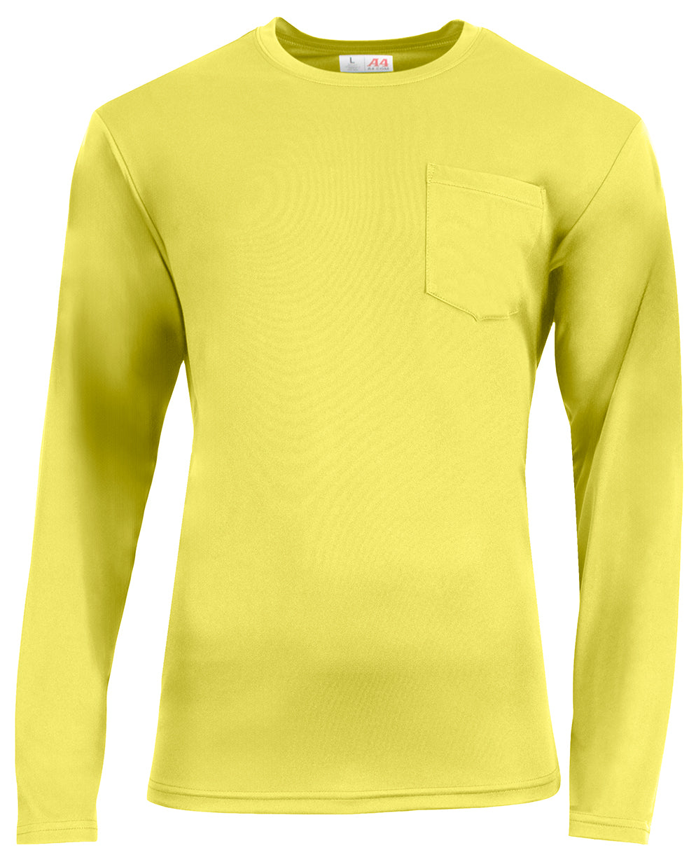 SAFETY YELLOW A4 Sprint Long Sleeve Pocket Tee