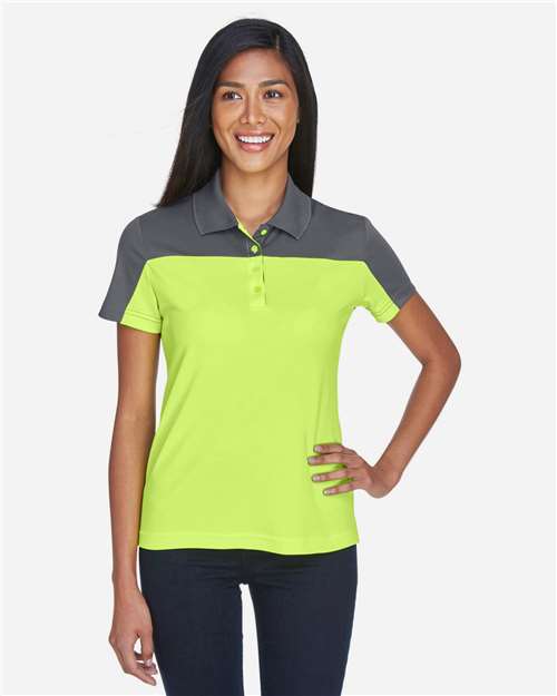 Safety Yellow/ Carbon Women's Balance Colorblock Performance Piqué Polo - CE101W