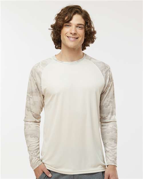 Sand Cayman Performance Camo Colorblocked Long Sleeve T-Shirt - 216