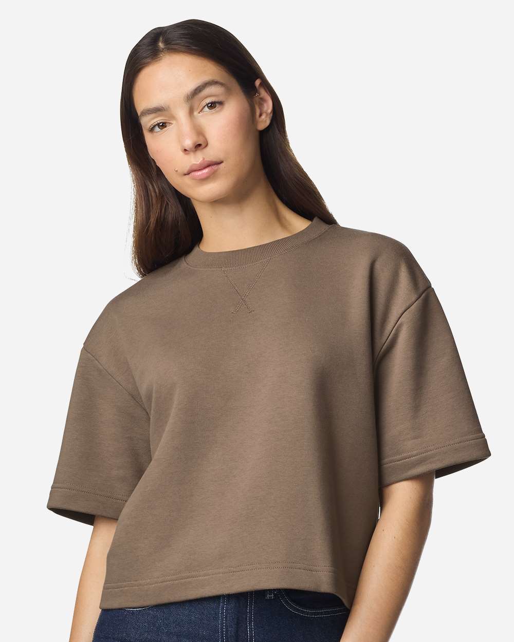 Savana Women's French Terry Mid-Length Boxy Top - FTCB0 plain