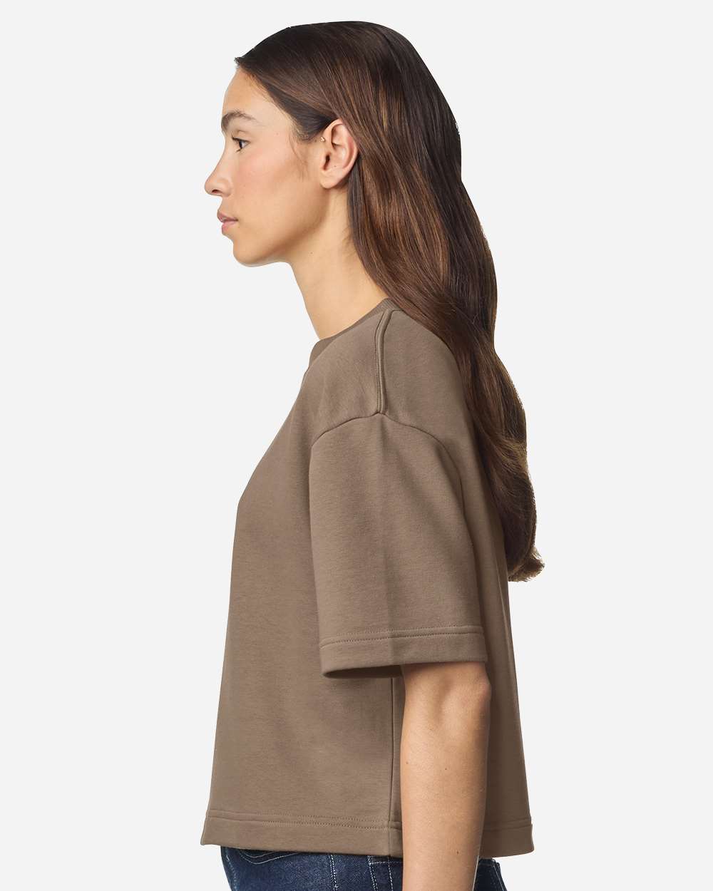 Savana Women's French Terry Mid-Length Boxy Top - FTCB0 plain
