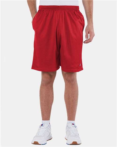 Scarlet Polyester Mesh 9&quot; Shorts with Pockets - S162