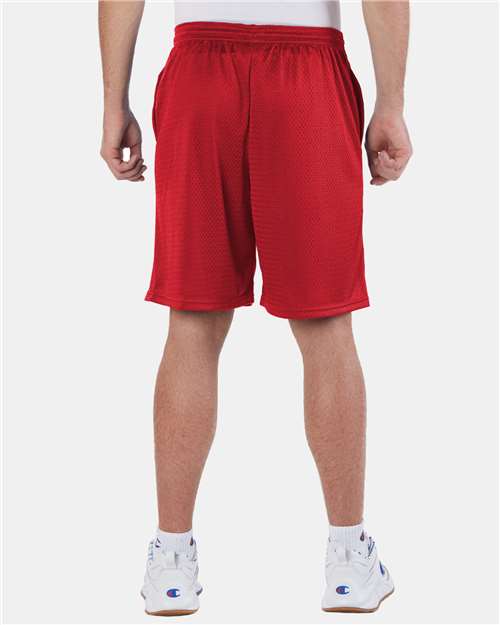 Scarlet Polyester Mesh 9&quot; Shorts with Pockets - S162