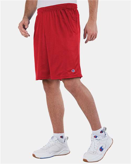Scarlet Polyester Mesh 9&quot; Shorts with Pockets - S162