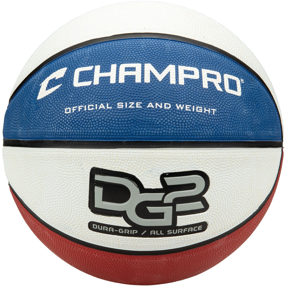 SCARLET, WHITE, ROYAL Dura-Grip 230 Rubber Basketball