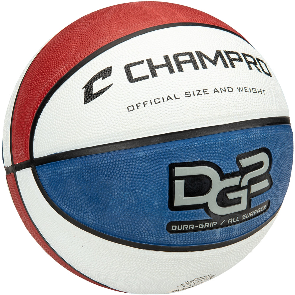SCARLET, WHITE, ROYAL Dura-Grip 230 Rubber Basketball
