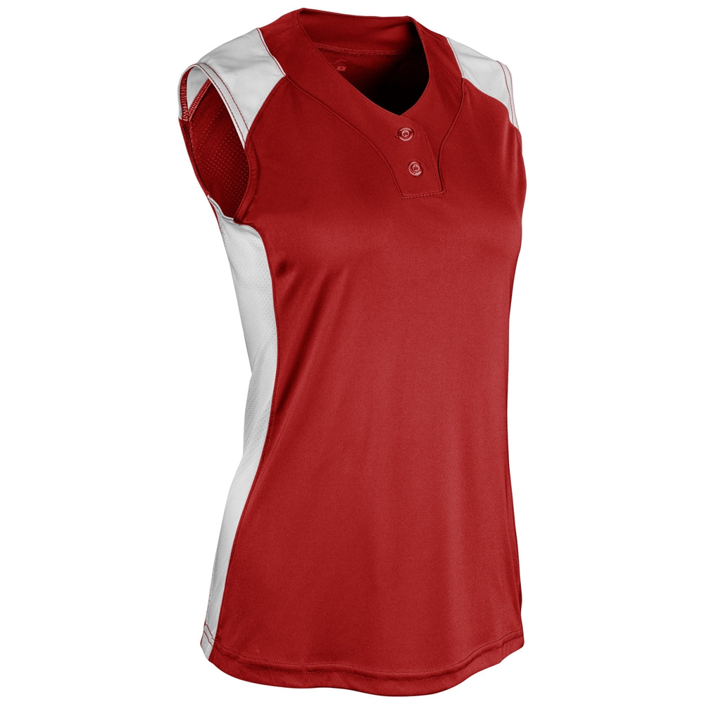 SCARLET,WHITE Infinite 2-Button Sleeveless Jersey