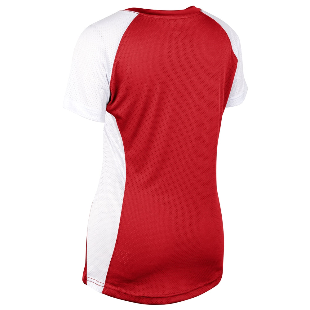 SCARLET,WHITE Infinite V-Neck Short Sleeve Jersey