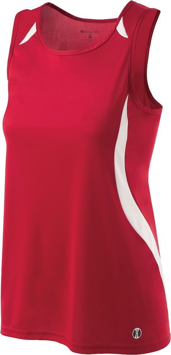 SCARLET/WHITE LADIES SPRINT SLIM FIT SINGLET