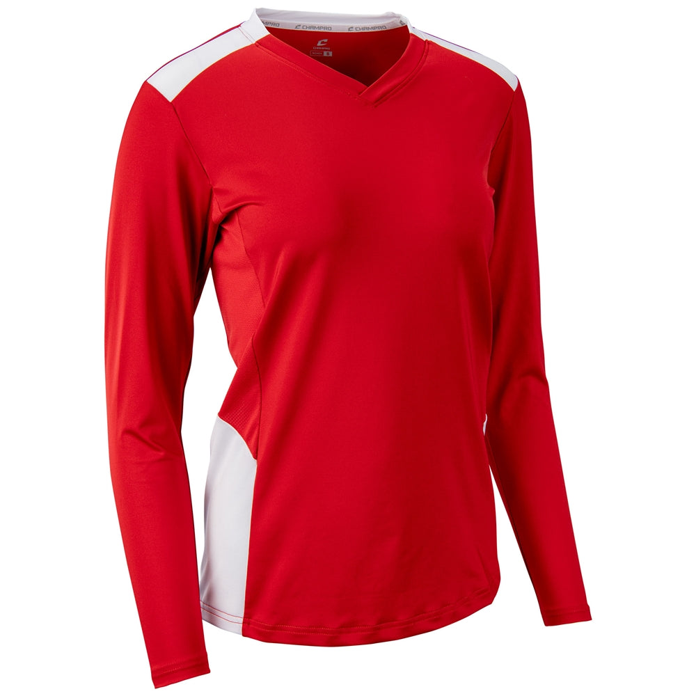 SCARLET,WHITE Rally Long Sleeve Volleyball Jersey