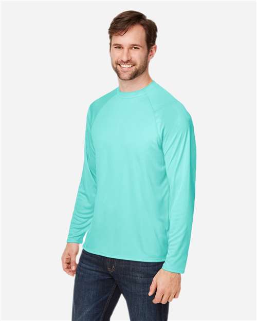 Left View of Sea Glass Unisex Ultra UVP™ Marina Raglan Long Sleeve T-Shirt - CE110