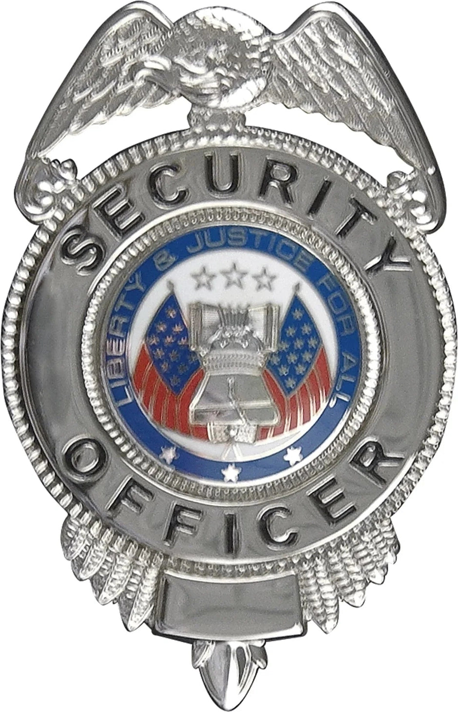 Security Officer Badge with Flags - Silver