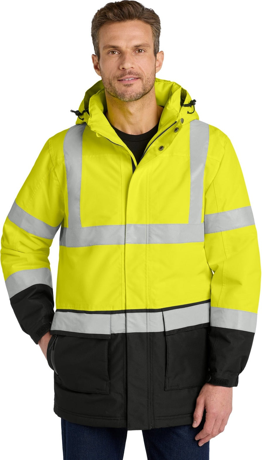 Sfty Ylw/Black Port Authority ANSI 107 Class 3 Safety Heavyweight Parka. J799S