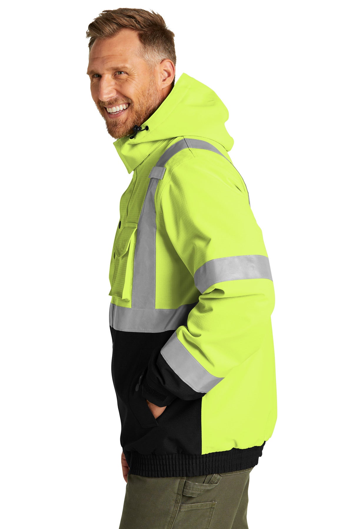 SftyYellow CornerStone ANSI 107 Class 3 Waterproof Insulated Ripstop Bomber Jacket CSJ501