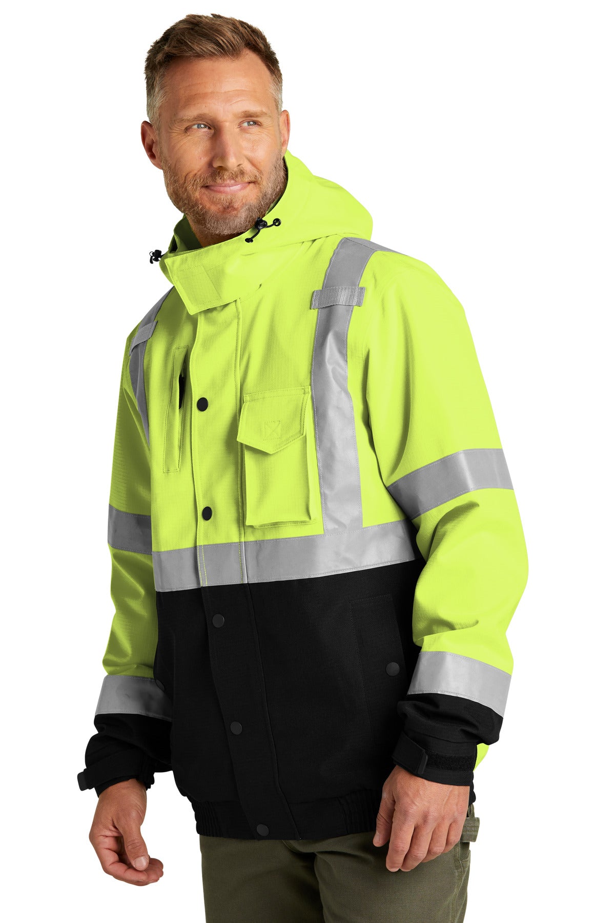 SftyYellow CornerStone ANSI 107 Class 3 Waterproof Insulated Ripstop Bomber Jacket CSJ501