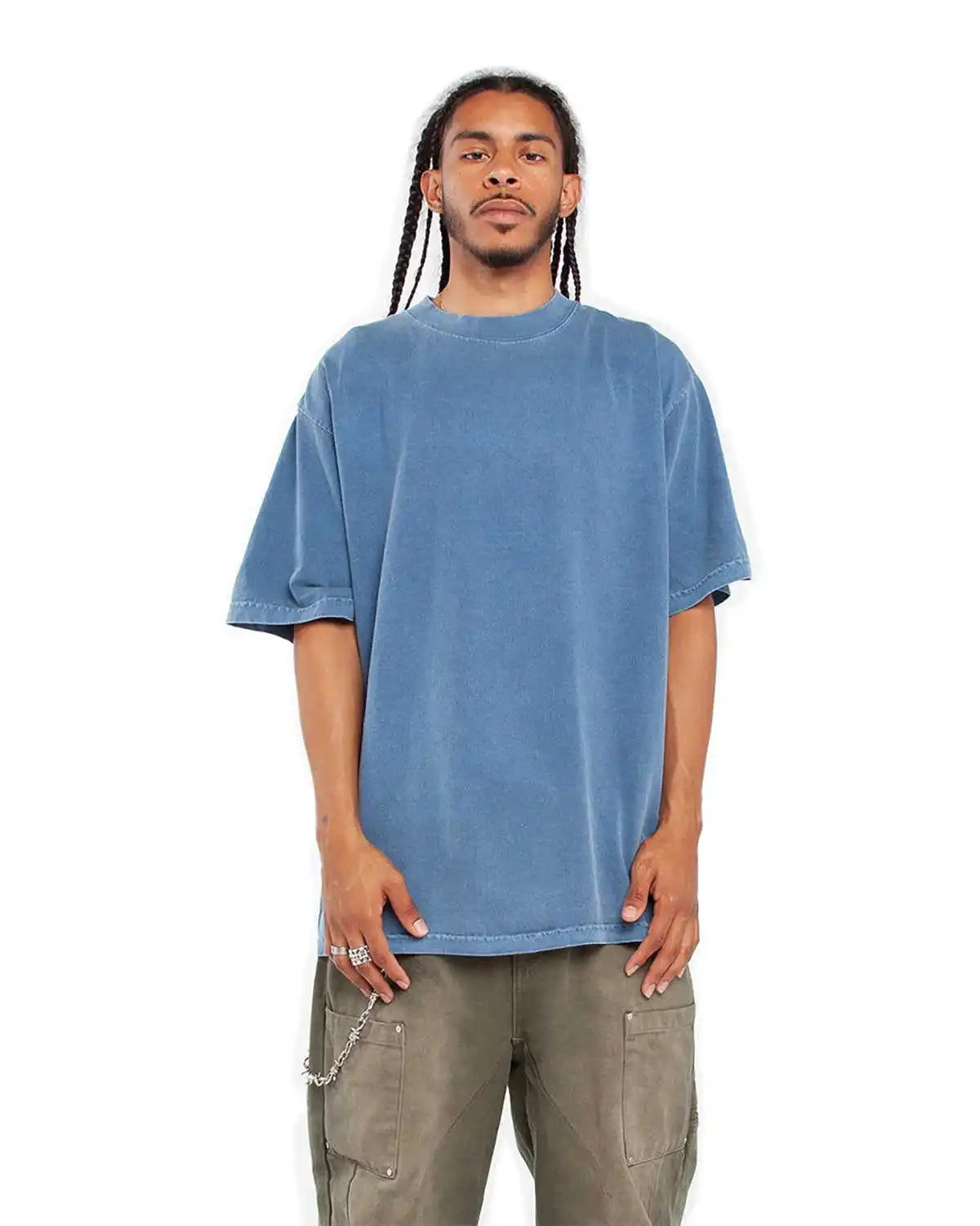 Shaka Wear Shgd Garment Dyed Crewneck t Shirt Washed Denim