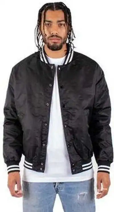 Shaka Wear Shvbj Men’s Varsity Bomber Jacket - Black