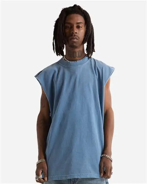 Shaka Wear Gmt Unisex Garment-dyed Muscle Tee - Washed Denim