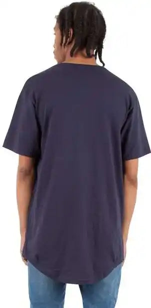 Shaka Wear Shclt Unisex Curved Hem Long T-shirt - Navy