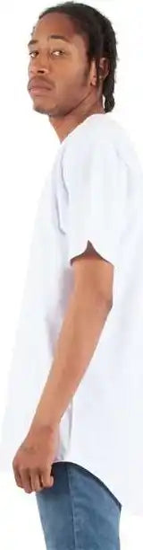 Shaka Wear Shclt Unisex Curved Hem Long t Shirt White