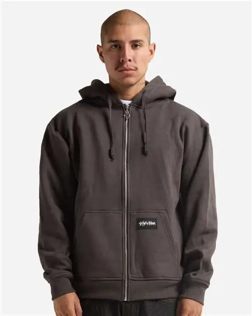 Shaka Wear Shehz Essential Super Heavyweight Full-zip Hooded Sweatshirt - Shadow - Gray Dark / s
