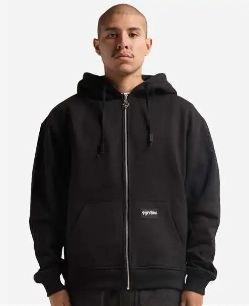 Shaka Wear Shehz Men’s Essential Super Heavyweight Full-zip Hooded Sweatshirt - Black