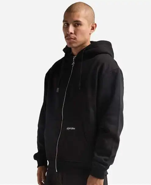 Shaka Wear Shehz Men’s Essential Super Heavyweight Full Zip Hooded Sweatshirt Black