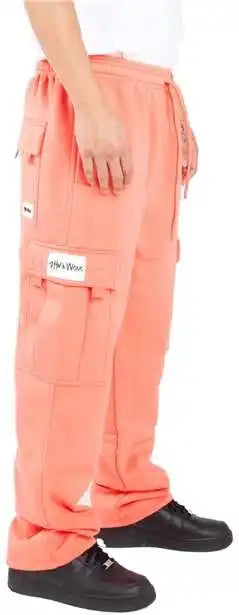 Shaka Wear Shfcp Men’s Fleece Cargo Pocket Sweatpants - Peach