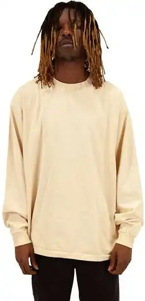 Shaka Wear Shgdls Men’s Garment-dyed Long Sleeve T-shirt - Cream