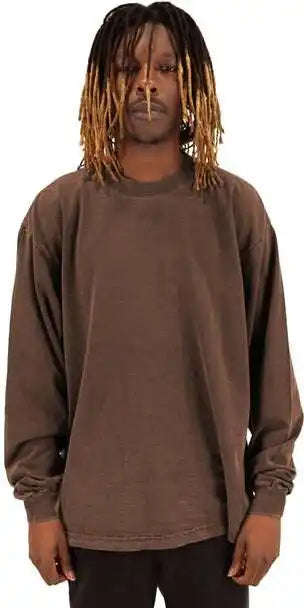Shaka Wear Shgdls Men’s Garment-dyed Long Sleeve T-shirt - Mocha