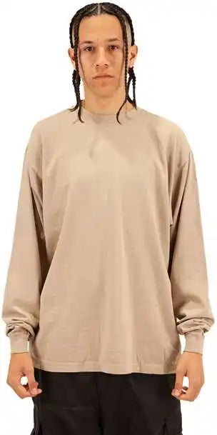 Shaka Wear Shgdls Men’s Garment-dyed Long Sleeve T-shirt - Oatmeal