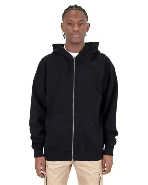 Shaka Wear Shgdz Garment-dyed Double-zip Hooded Sweatshirt - Black - s