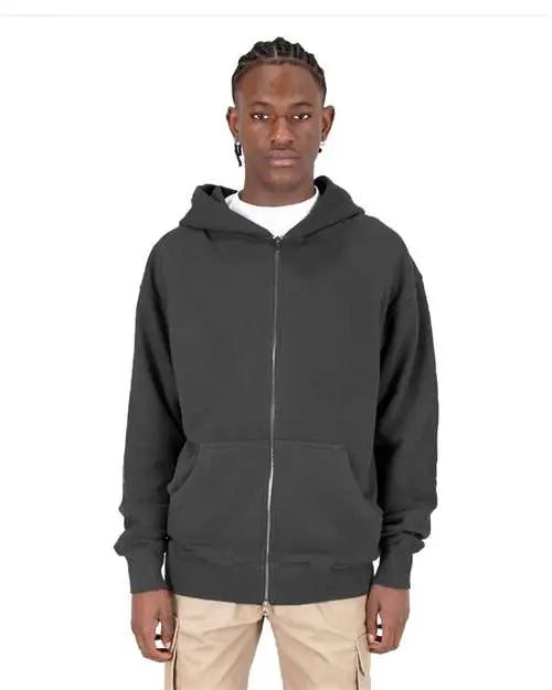 Shaka Wear Shgdz Garment-dyed Double-zip Hooded Sweatshirt - Shadow - Gray Dark / s