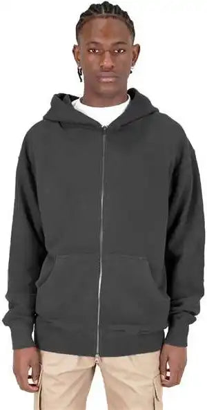 Shaka Wear Shgdz Men’s Garment-dyed Double-zip Hooded Sweatshirt - Shadow