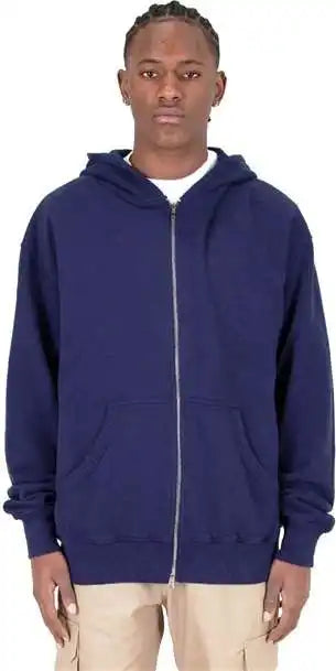 Shaka Wear Shgdz Men’s Garment-dyed Double-zip Hooded Sweatshirt - Navy