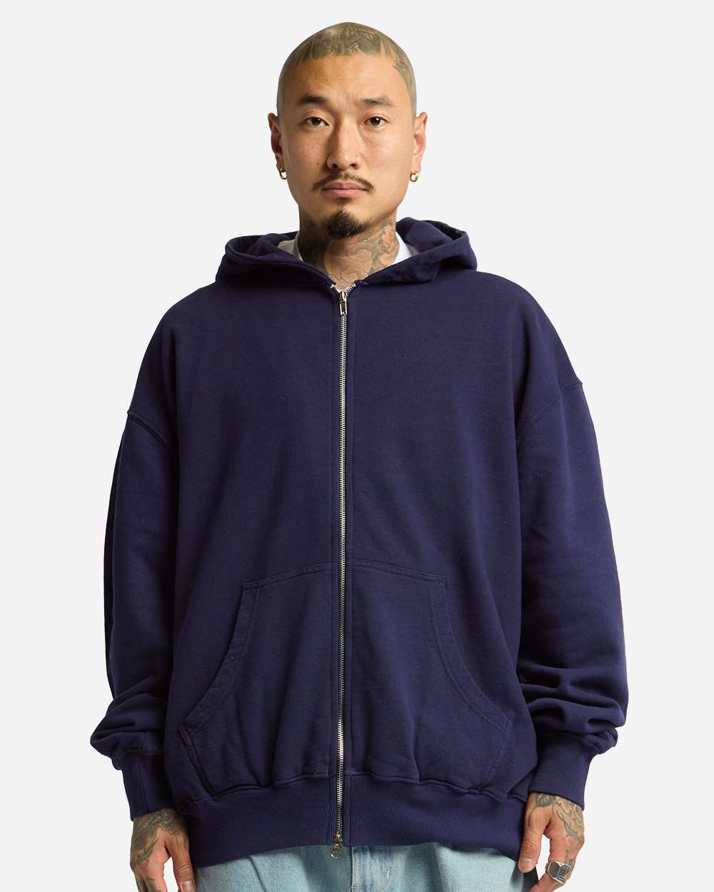 Shaka Wear Shgmz Unisex Max Heavy Fleece Garment-dyed Full-zip Hooded Sweatshirt - Navy