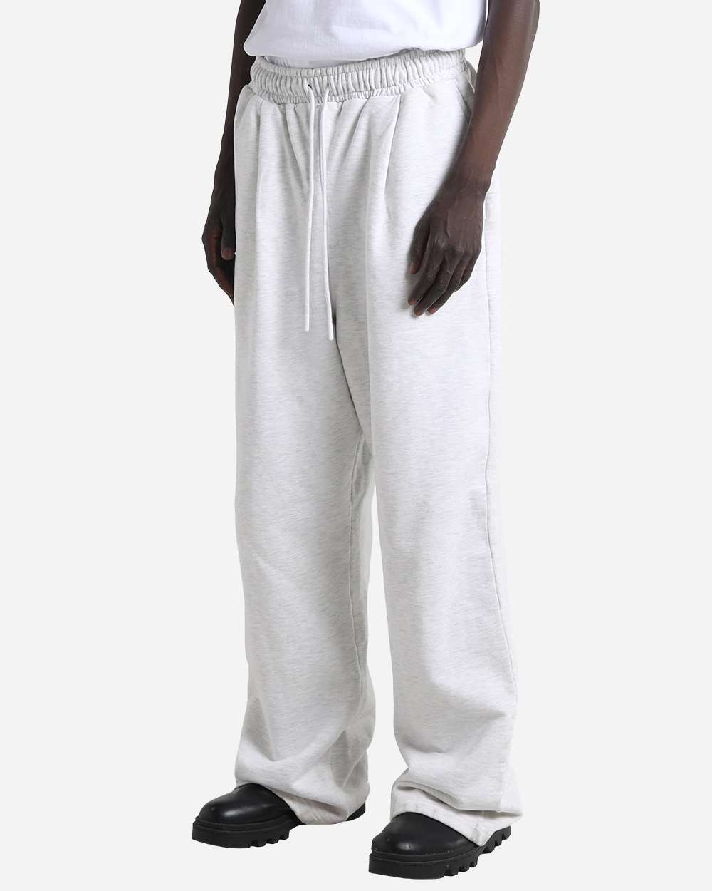 Shaka Wear Shgpf Unisex Garment-dyed Pleated Fleece Pants - Heather White