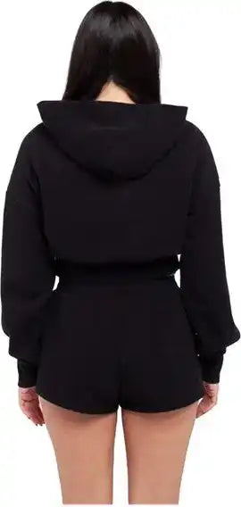Shaka Wear Shgwc Women’s Garment-dye Crop Hooded Sweatshirt - Black