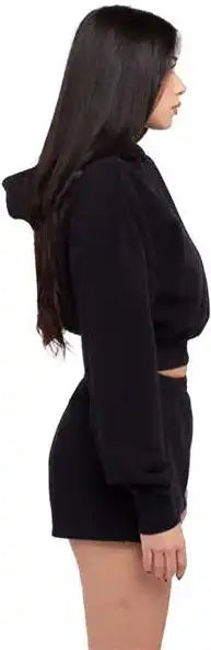 Shaka Wear Shgwc Women’s Garment-dye Crop Hooded Sweatshirt - Black