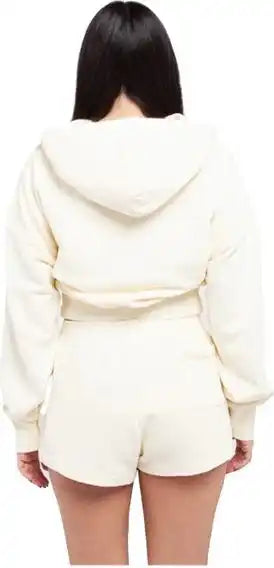 Shaka Wear Shgwc Women’s Garment-dye Crop Hooded Sweatshirt - Cream