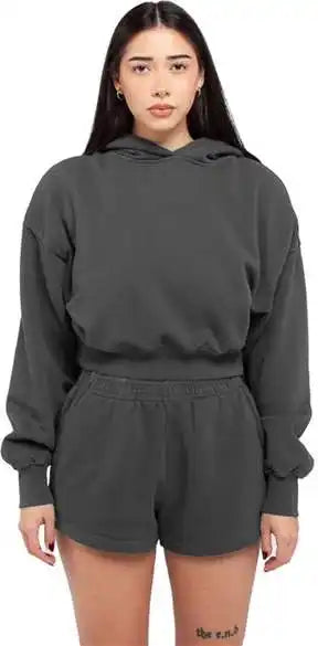 Shaka Wear Shgwc Women’s Garment-dye Crop Hooded Sweatshirt - Shadow