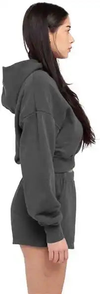 Shaka Wear Shgwc Women’s Garment-dye Crop Hooded Sweatshirt - Shadow