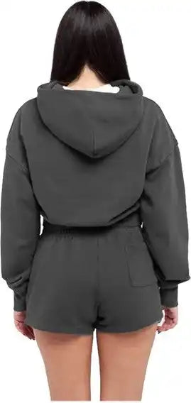 Shaka Wear Shgwc Women’s Garment-dye Crop Hooded Sweatshirt - Shadow