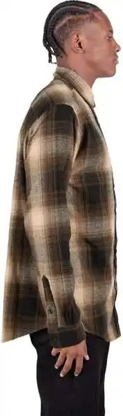 Shaka Wear Shhfs Men’s Plaid Flannel Overshirt - Brown/ Black