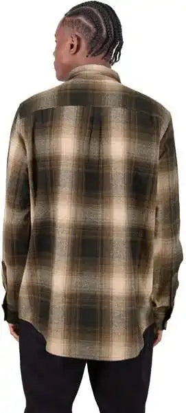 Shaka Wear Shhfs Men’s Plaid Flannel Overshirt Brown/ Black