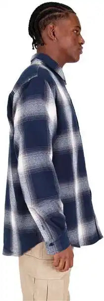 Shaka Wear Shhfs Men’s Plaid Flannel Overshirt - Cream/ Navy
