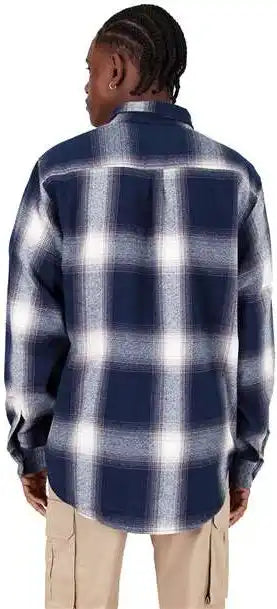 Shaka Wear Shhfs Men’s Plaid Flannel Overshirt - Cream/ Navy